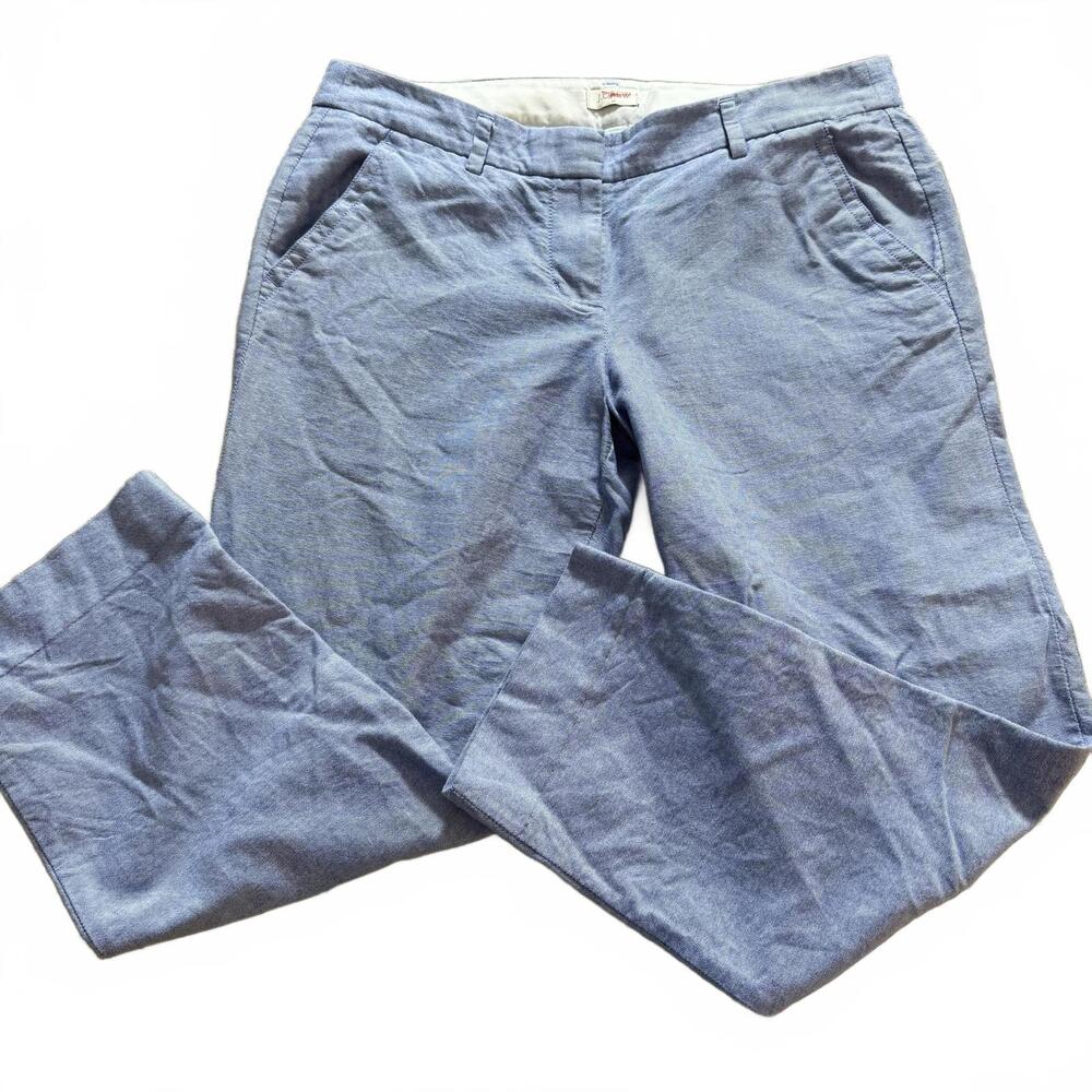 J.CREW Flat Front Chambray Cropped 100% Cotton Pants SZ 6 Preppy Cottage Core